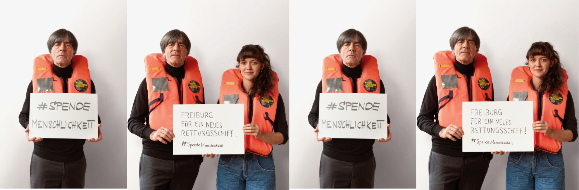 Jogi Löw und Paula Gaess mit Rettungswesten