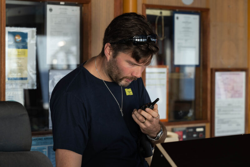 Captain on board Humanity 1 speaks in his radio.