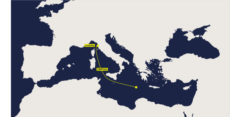 Visualisierung weit entfernter zugewiesener Hafen Livorno